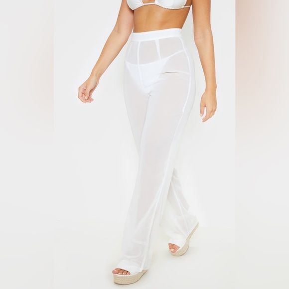 White Mesh Beach Pants - Coverup - Picture 2 of 6